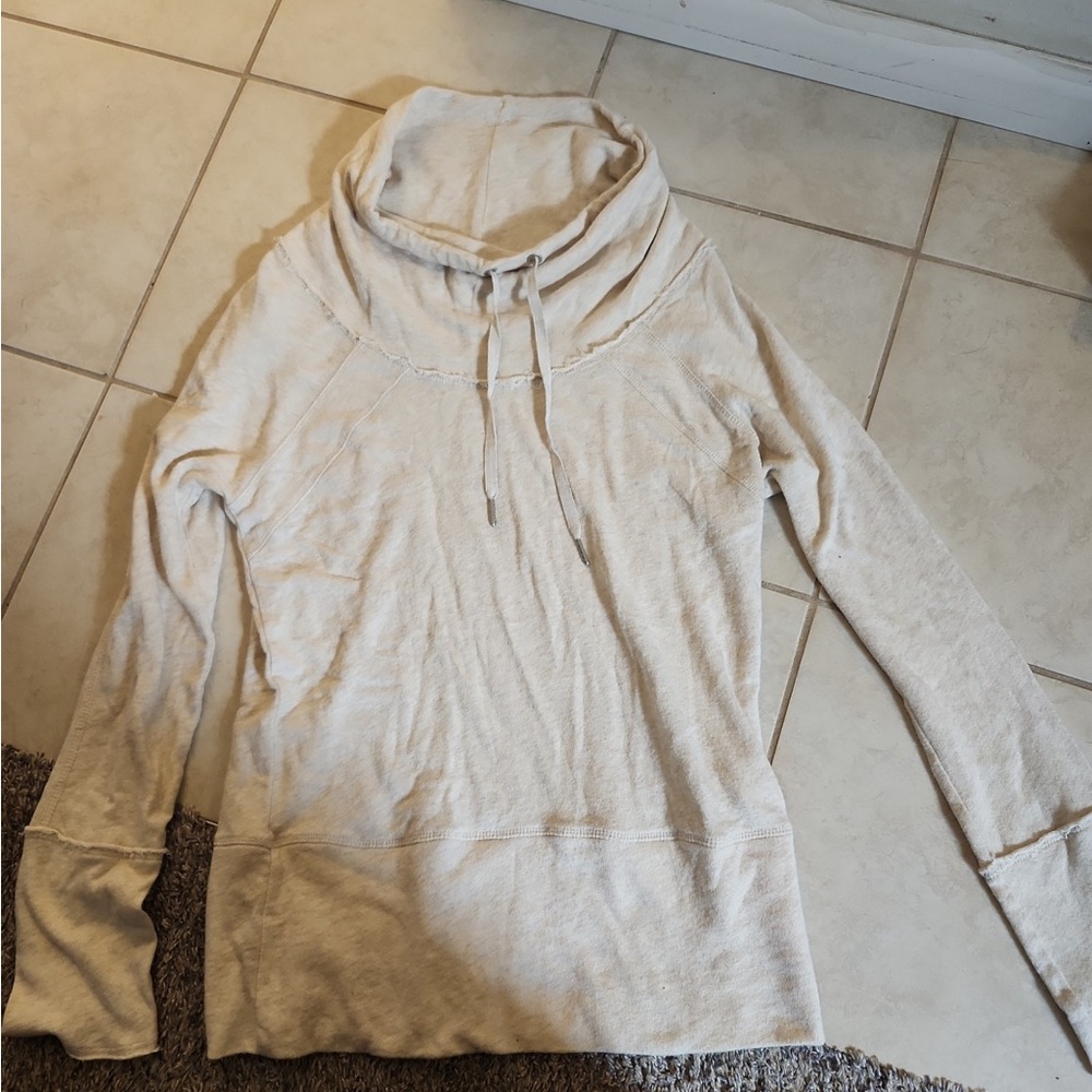 Calvin Klein cowl neck top womens small beige long sleeve lightweight